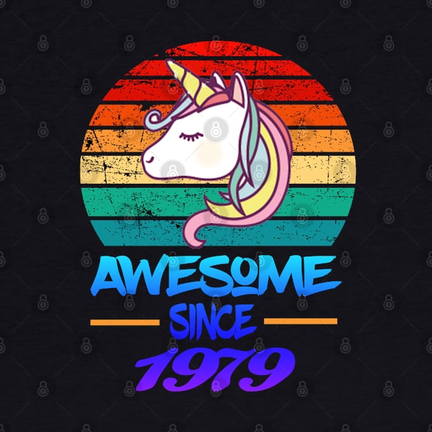 Awesome Since 1979 Funny 40th Birthday Unicorn Lover Gift Idea by Inspireshirt